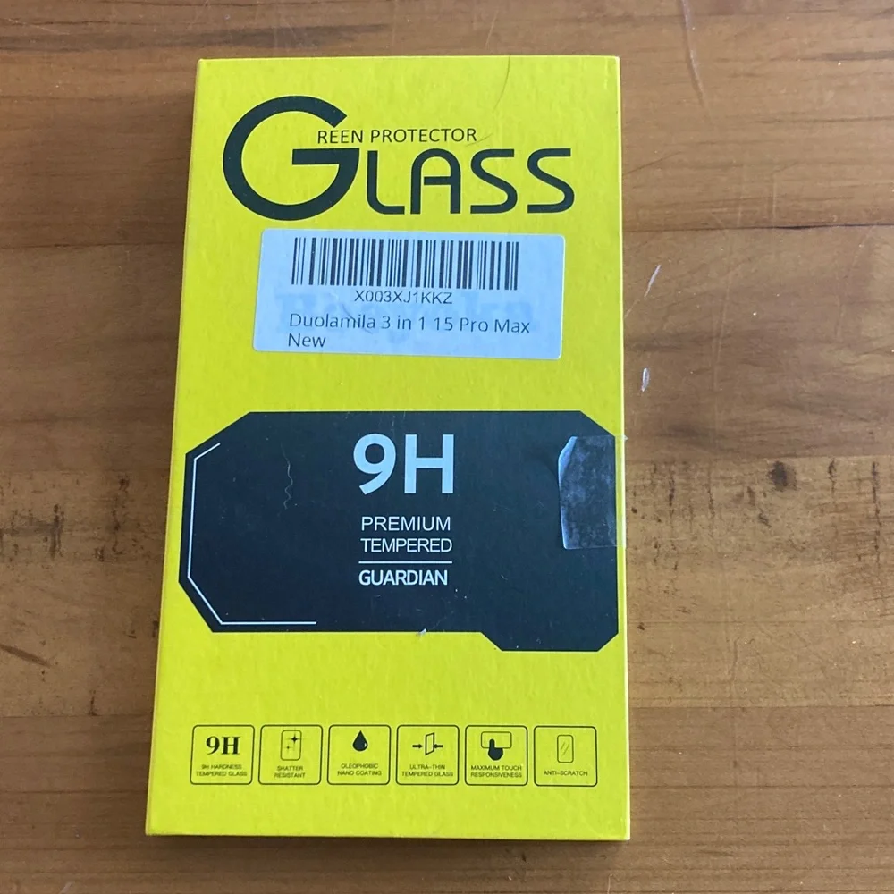Yellow 9H Tempered Glass Screen Protector for 15 Pro Max